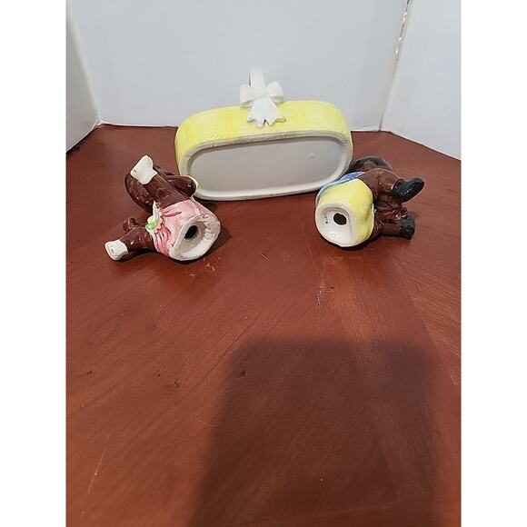 Vintage 1950's Americana Salt & Pepper Girl + Boy in Basket Betsons Japan - Picture 11 of 15